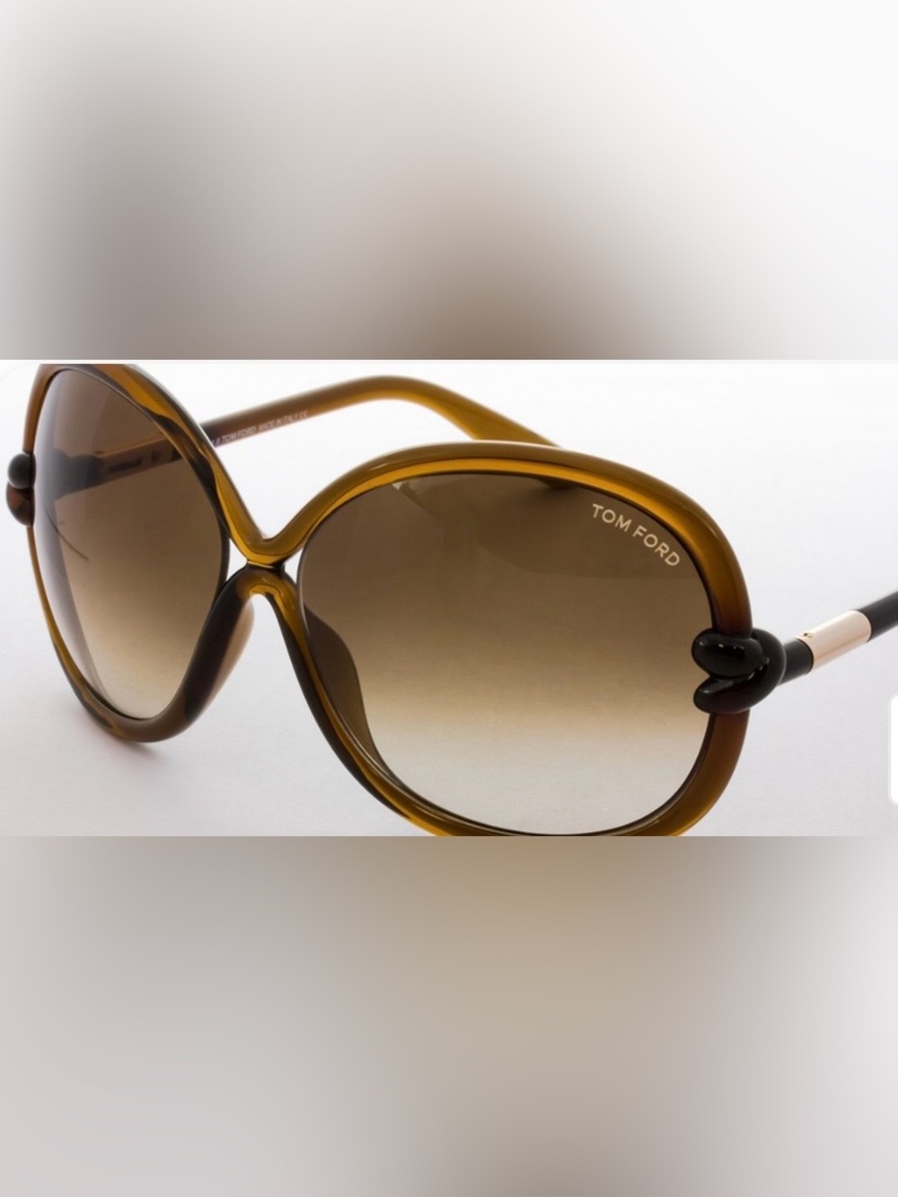 Tom Ford Olive Brown Gradient Oversized Round Sunglasses FT0185 - 48F